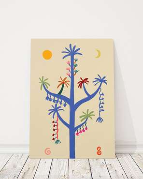 Постер Магическое дерево #1 сине-бежевого цвета