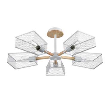 Потолочная люстра на штанге Lumion Irma 8246/5C белый, металл/дерево Е27 5*60W 220V