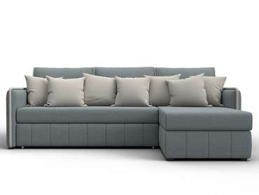 Угловой диван-кровать Лига-078 серого цвета правый