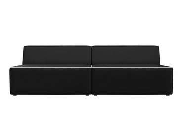 Прямой модульный диван Монс черного цвета с белым кантом (экокожа)