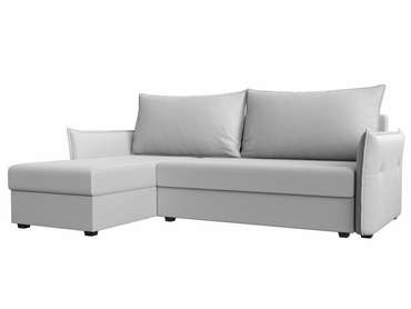 Угловой диван-кровать Лига 004 белого цвета угол левый (экокожа)