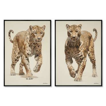Набор из двух репродукций картин Leopards hunt, 2024г.