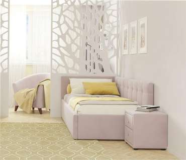 Кровать Bonna 90х200 лилового цвета с подъемным механизмом и матрасом 