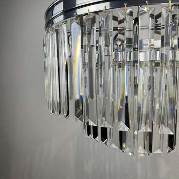 Люстра RH 1920S ODEON CLEAR GLASS FRINGE 3-TIER CHANDELIER chrome