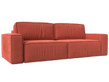 Прямой диван-ковать Прага классик кораллового цвета