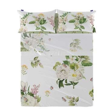 Простынь верхняя Azahara 240x270 бело-зеленого цвета 