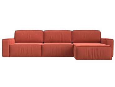Угловой диван-кровать Прага Классик лонг кораллового цвета правый угол