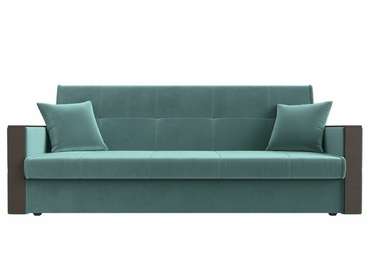 Прямой диван-кровать Валенсия темно-бирюзового цвета (книжка)