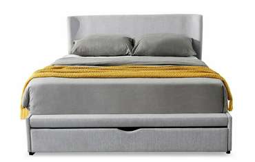 Кровать Minneapolis 140x200 серого цвета с выдвижным ящиком