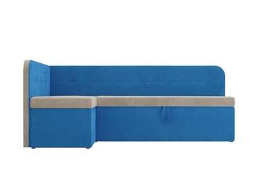 Угловой диван-кровать Форест бежево-голубого цвета левый угол