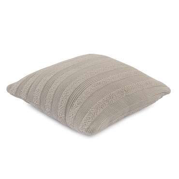 Подушка из хлопка с буклированной вязкой из коллекции Essential светло-серого цвета 