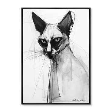 Репродукция картины Siamese cat in black and white, 2024г.