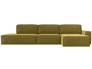 Угловой диван-кровать Прага модерн лонг желтого цвета правый угол