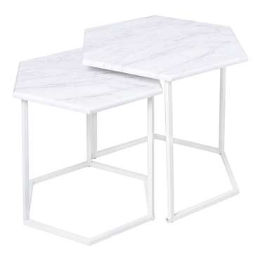 Набор из двух журнальных столиков МеталлАрт М003 белого цвета