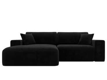 Угловой диван-кровать Лига 036 Классик черного цвета левый угол