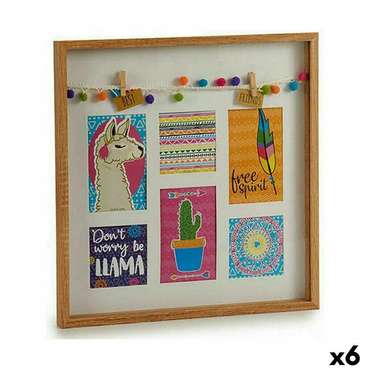 Настенные рамки Кисточки пламя Разноцветный Деревянный 40,5 x 3 x 40,5 cm (6 штук)