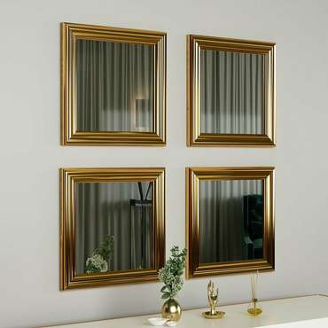 Набор из четырех настенных зеркал Decor золотого цвета