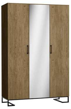 Шкаф трехстворчатый с зеркалом Loft коричневого цвета 
