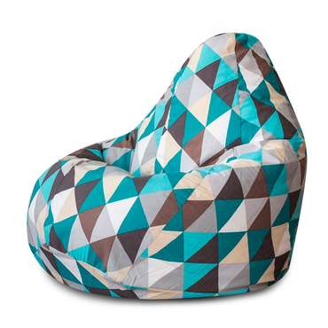 Кресло-мешок Изумруд XL серо-бирюзового цвета (жаккард)