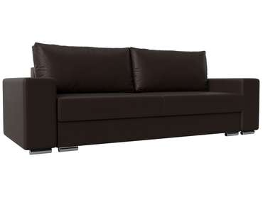 Прямой диван-кровать Дрезден коричневого цвета (экокожа)