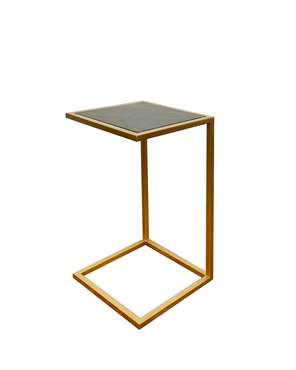 Кофейный столик золотистого цвета с мраморной столешницей