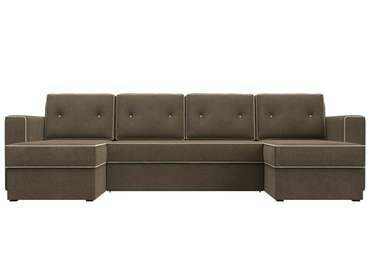 Угловой диван-кровать Принстон коричневого  цвета