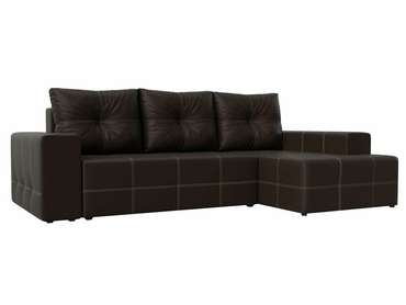Угловой диван-кровать Перри коричневого цвета (экокожа) правый угол