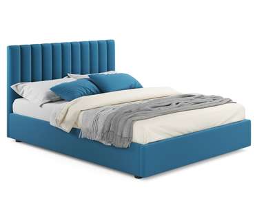 Кровать с подъемным механизмом и двумя тумбами Olivia 160х200 синего цвета