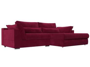 Угловой диван-кровать Пекин бордового цвета угол правый