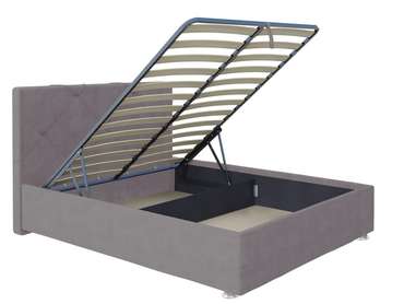 Кровать Моранж 160х200 в обивке из велюра серого цвета с подъемным механизмом