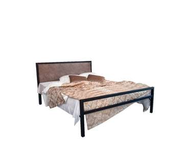 Кровать Лоренцо 120х200 черного цвета с коричневой вставкой