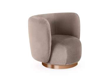 Кресло Lucca серо-бежевого цвета с коричневым основанием 