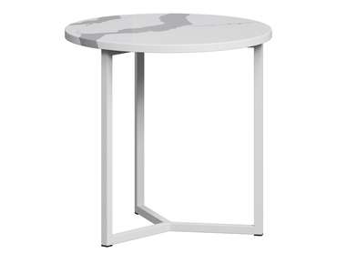 Кофейный столик Годмар Тренто Мрамор Сноу с белым основанием