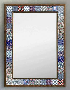 Настенное зеркало 53x73 с каменной мозаикой сине-белого цвета
