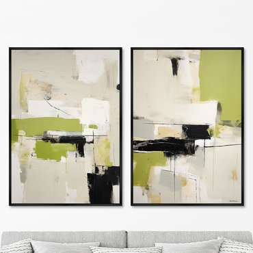 Набор из двух репродукций картин Landscape collection, In green, 2024г.