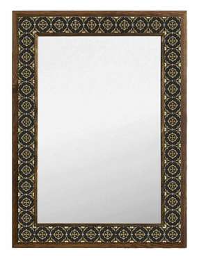 Настенное зеркало с каменной мозаикой 53x73 в раме черно-коричневого цвета