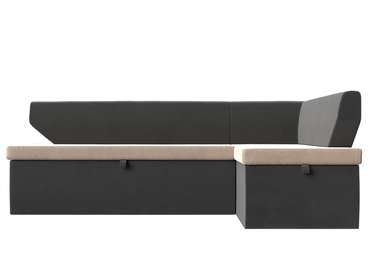 Угловой диван-кровать Омура серо-бежевого цвета правый угол