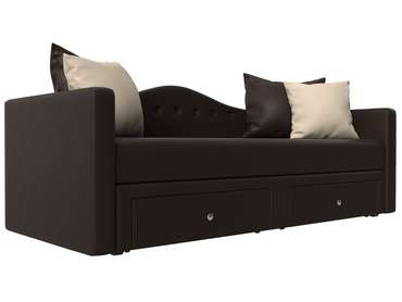 Прямой диван-кровать Дориан коричневого цвета (экокожа)
