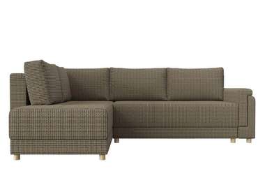 Угловой диван-кровать Лига 024 бежево-коричневого цвета левый угол