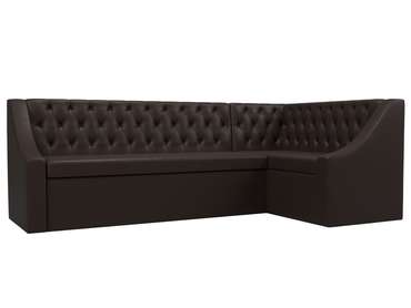 Кухонный угловой диван-кровать Мерлин коричневого цвета (экокожа) правый угол