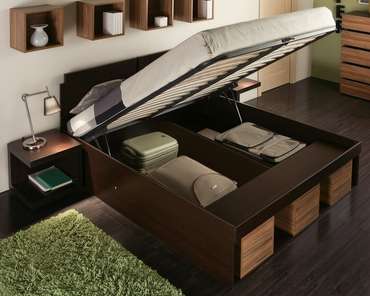 Кровать с подъемным механизмом Hyper 160х200 темно-коричневого цвета