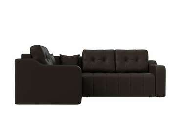 Угловой диван-кровать Кембридж коричневого цвета (экокожа) левый угол