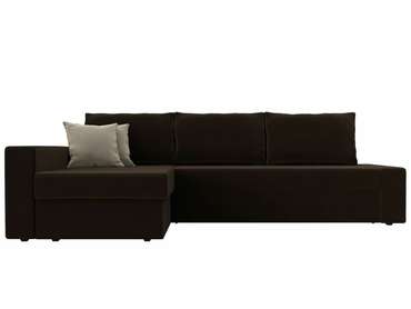 Угловой диван-кровать Версаль коричневого цвета левый угол