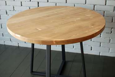 Обеденный стол Pine Round Plus черно-бежевого цвета