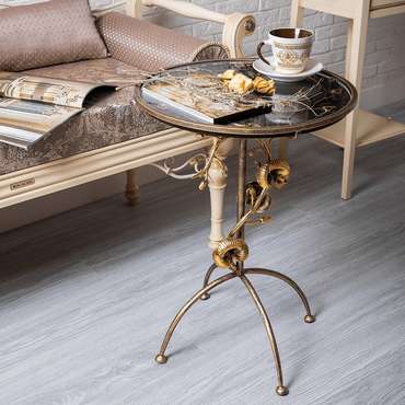 Кофейный стол Орхидея Фиори черно-коричневого цвета