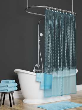 Штора для ванной комнаты 3D Ice 180х180 голубого цвета