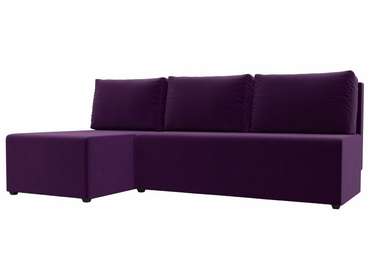 Угловой диван-кровать Поло фиолетового цвета левый угол