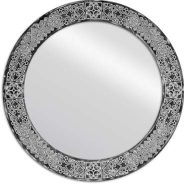 Круглое настенное зеркало Papua Round Large Black диаметр 102 в этническом стиле
