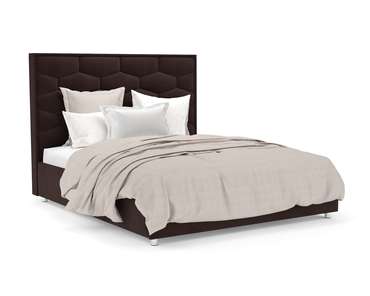 Кровать Рица 140х190 темно-коричневого цвета с подъемным механизмом (велюр)