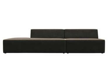 Прямой модульный диван Монс Модерн коричневого цвета с бежевым кантом левый